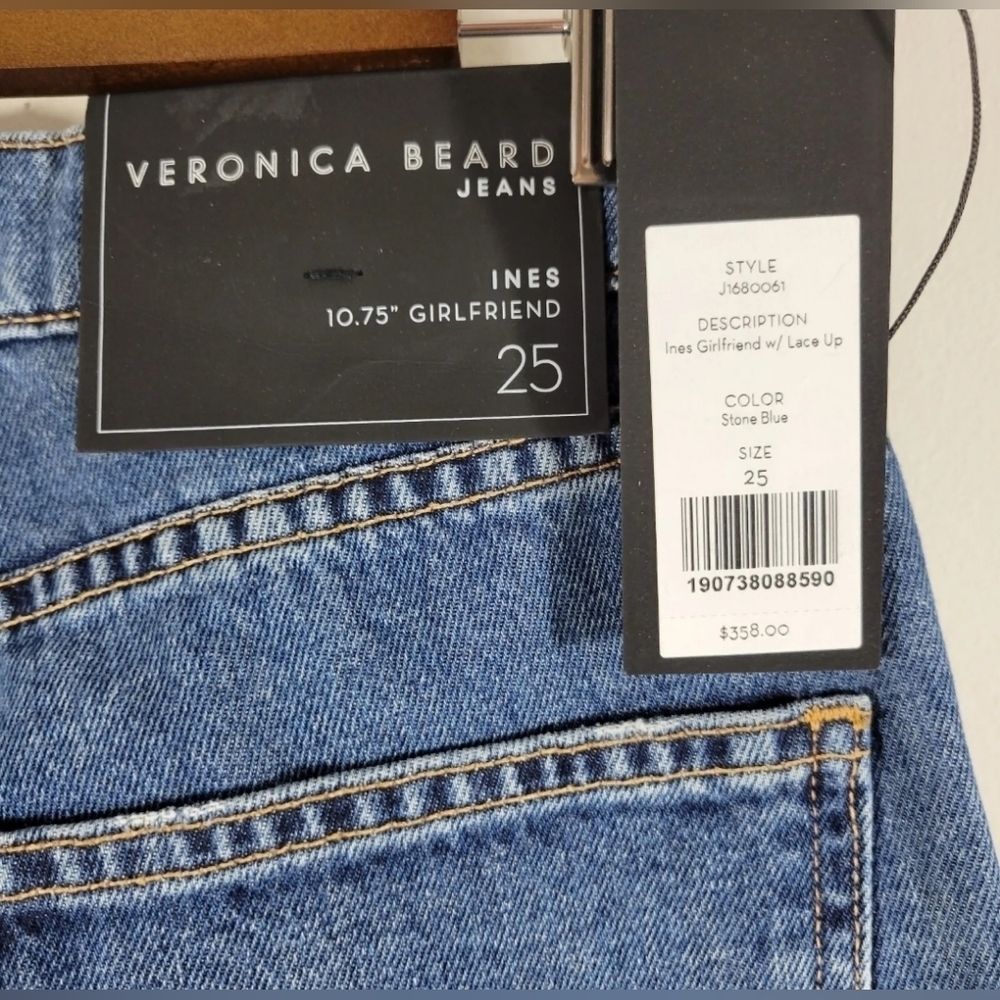 veronica Beard High Rise Ines Girlfriend Lace Up Jeans Size 25 NWT - Picture 6 of 15